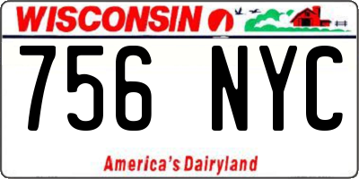 WI license plate 756NYC