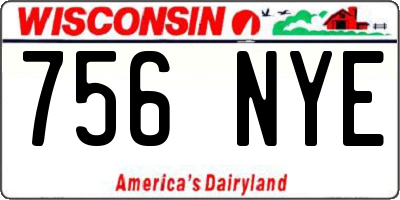 WI license plate 756NYE