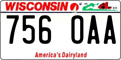 WI license plate 756OAA