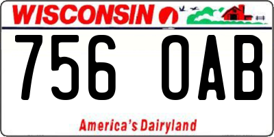 WI license plate 756OAB