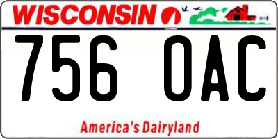 WI license plate 756OAC