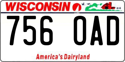 WI license plate 756OAD