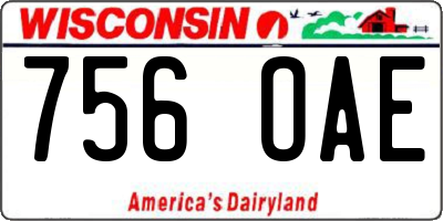 WI license plate 756OAE
