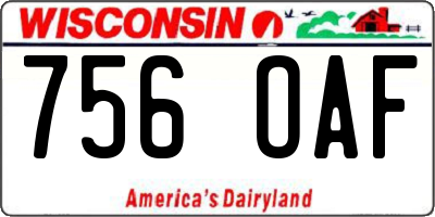 WI license plate 756OAF
