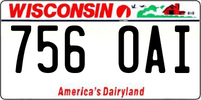 WI license plate 756OAI