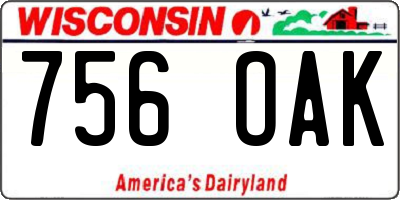 WI license plate 756OAK