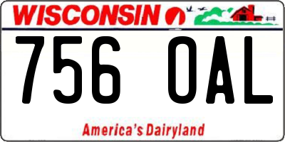 WI license plate 756OAL