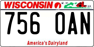 WI license plate 756OAN