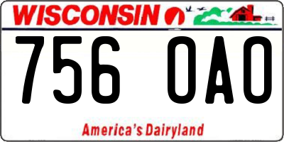 WI license plate 756OAO