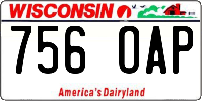 WI license plate 756OAP