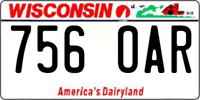 WI license plate 756OAR