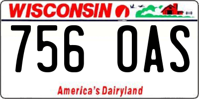 WI license plate 756OAS