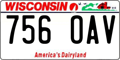 WI license plate 756OAV