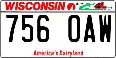WI license plate 756OAW