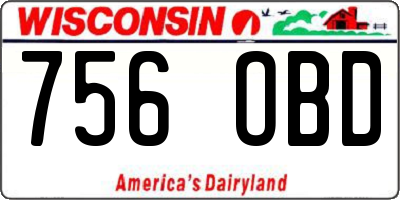 WI license plate 756OBD
