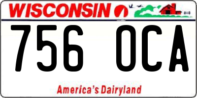WI license plate 756OCA