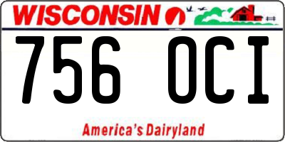 WI license plate 756OCI