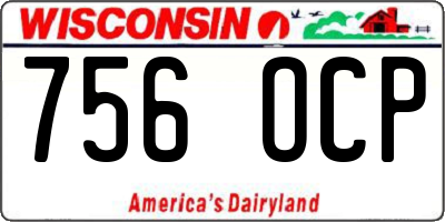 WI license plate 756OCP