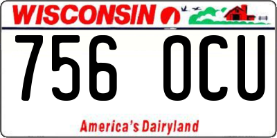 WI license plate 756OCU