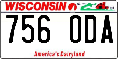 WI license plate 756ODA