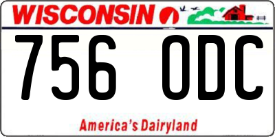 WI license plate 756ODC