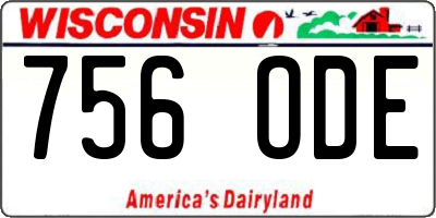 WI license plate 756ODE