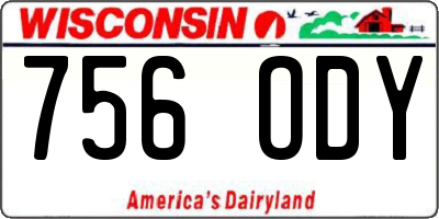 WI license plate 756ODY