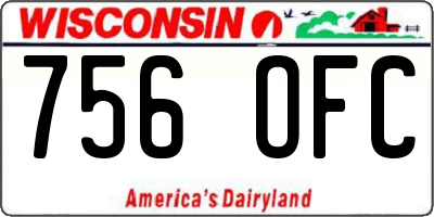 WI license plate 756OFC