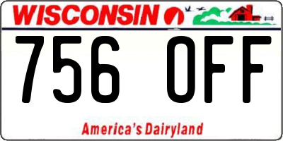 WI license plate 756OFF