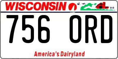 WI license plate 756ORD