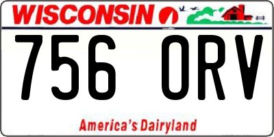 WI license plate 756ORV