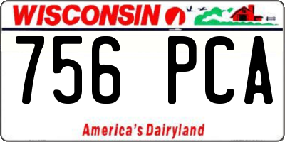 WI license plate 756PCA