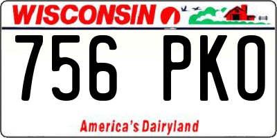 WI license plate 756PKO