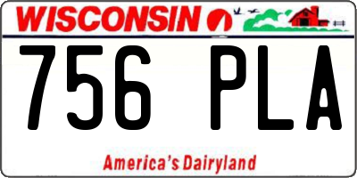 WI license plate 756PLA