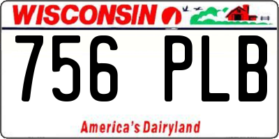 WI license plate 756PLB