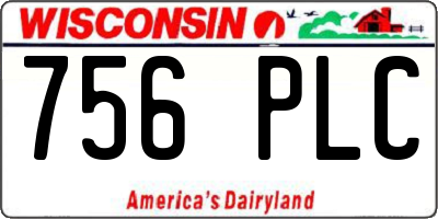 WI license plate 756PLC