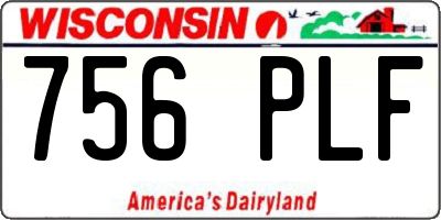 WI license plate 756PLF