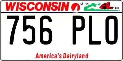 WI license plate 756PLO
