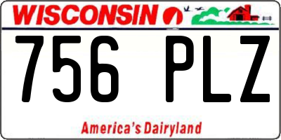 WI license plate 756PLZ