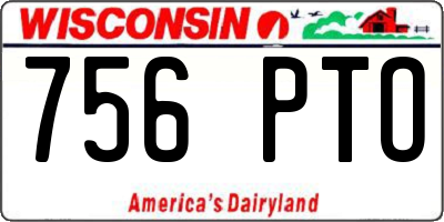 WI license plate 756PTO