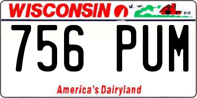 WI license plate 756PUM