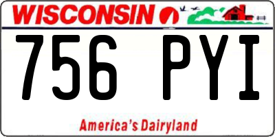 WI license plate 756PYI