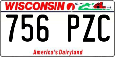 WI license plate 756PZC