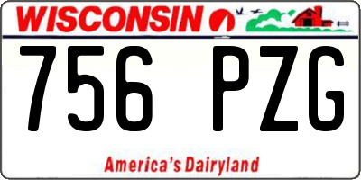 WI license plate 756PZG