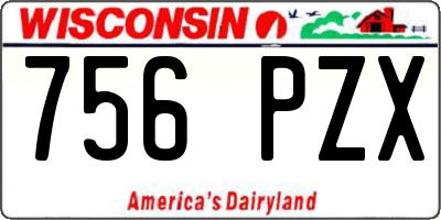 WI license plate 756PZX