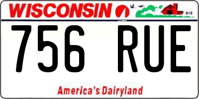 WI license plate 756RUE