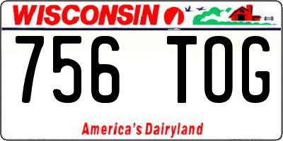 WI license plate 756TOG