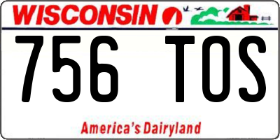 WI license plate 756TOS