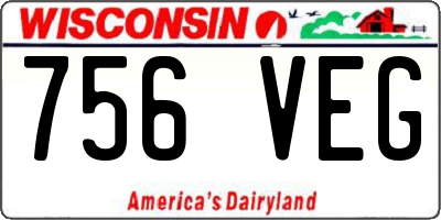 WI license plate 756VEG