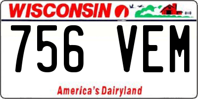WI license plate 756VEM